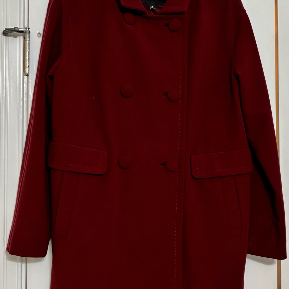 Talbots Double-Breasted Burgundy Pea Coat